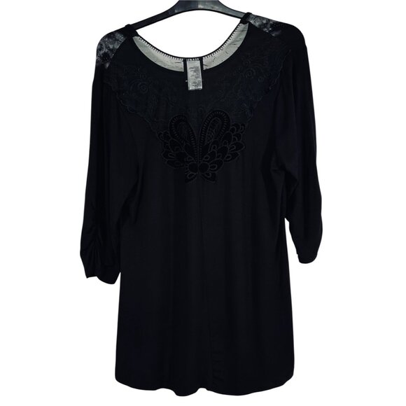 Harley-Davidson Womens Black Genuine Motorcycles Rhinestone & Lace Top Size L Se - Picture 2 of 14